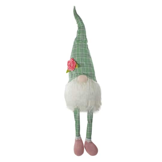 28" Green & White Plaid Spring Gnome with Dangling Legs Figure By Northlight | 28" x 7" x 4" | Michaels®